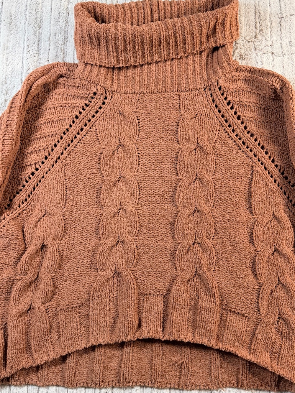 Modern Collection Rust Chenille Cable Knit Sweater S